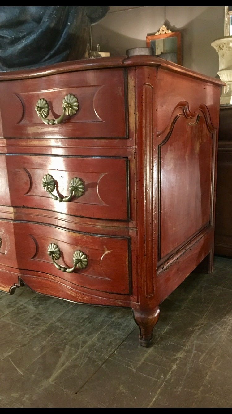 Louis XIV arbalette commode with three drawers 55"