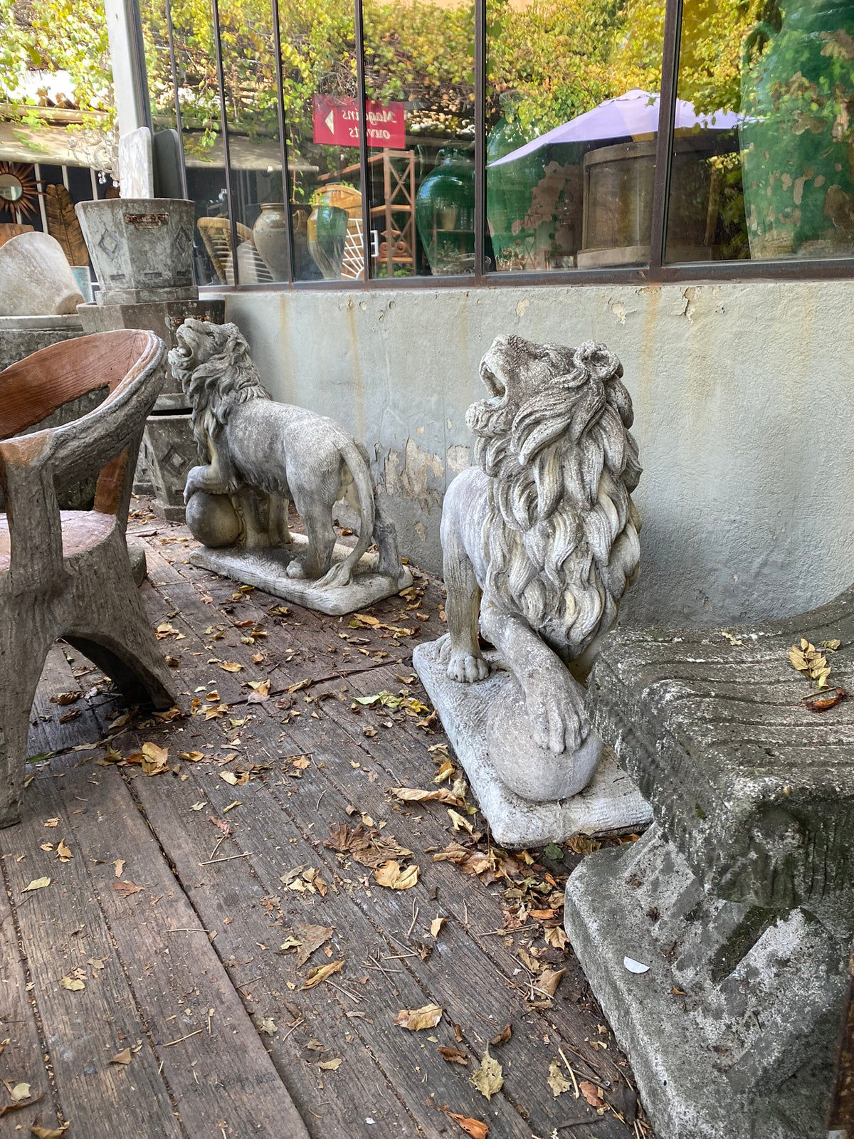 Spectacular pair of lion sculptures - 1940s - Medici Lions 30"