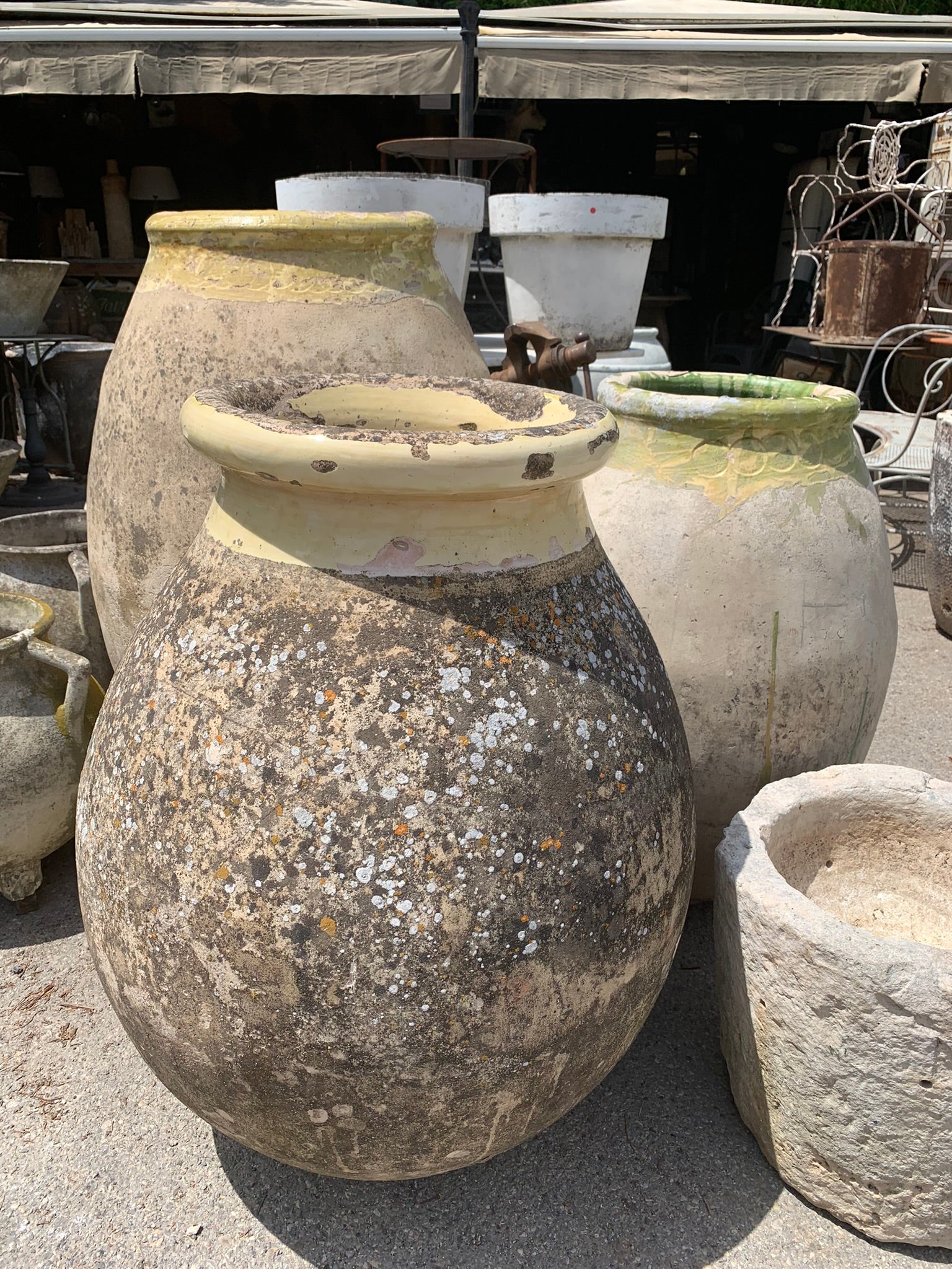 19th century Biot jar with green glaze 33¾"