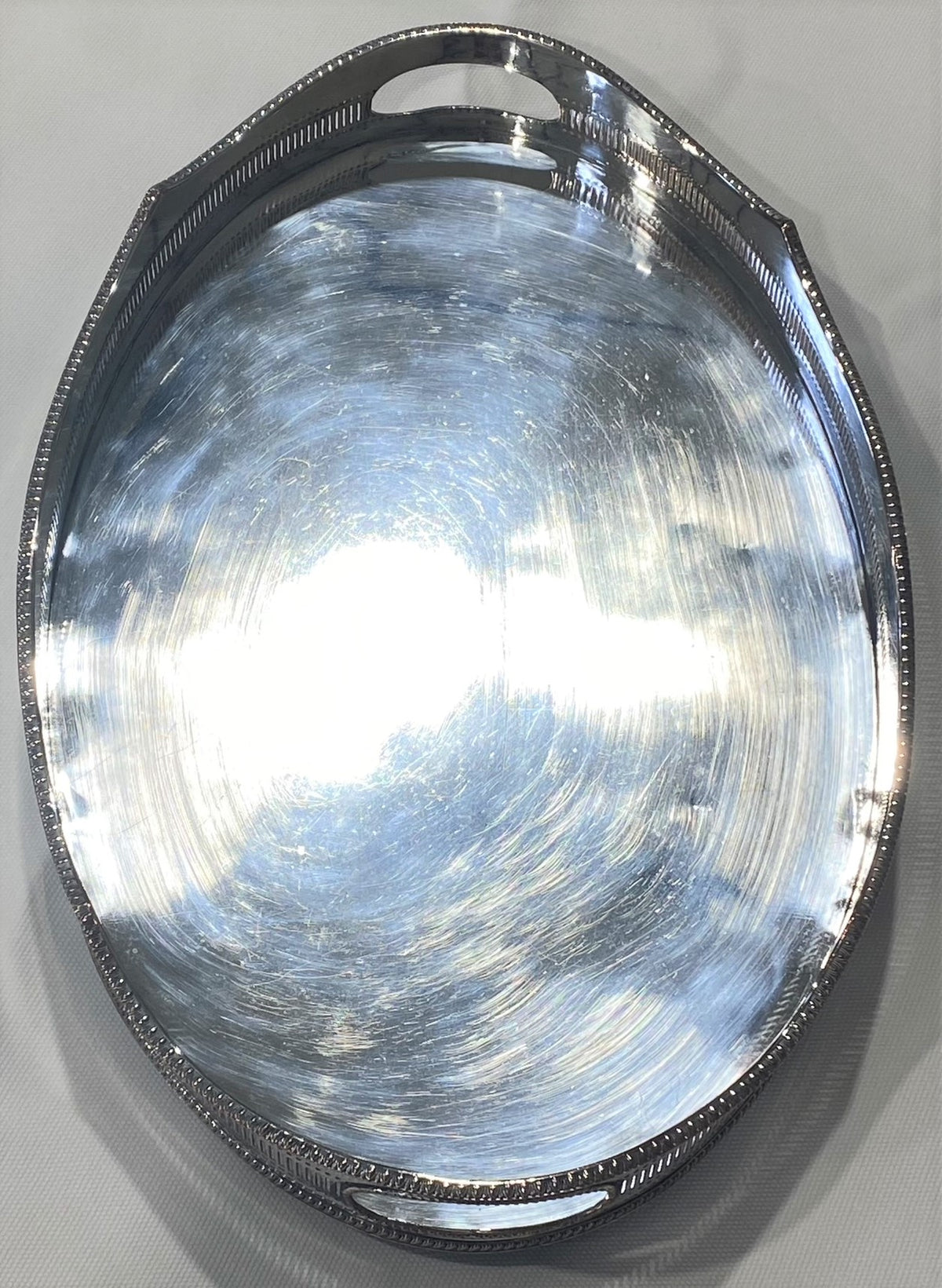 English gallery tray made of silver plate over copper from the 1900's.