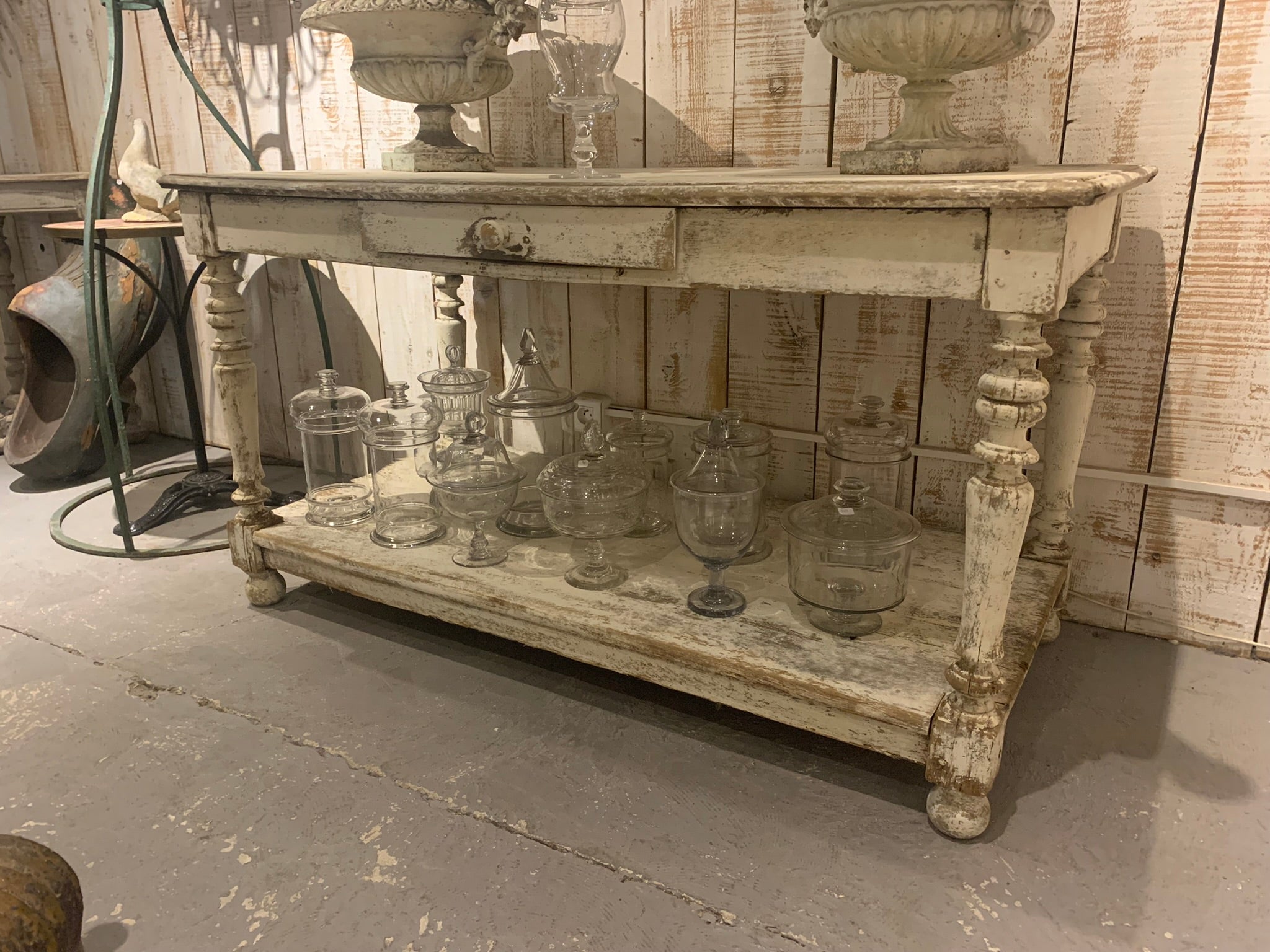 19th century draper table with distressed patina