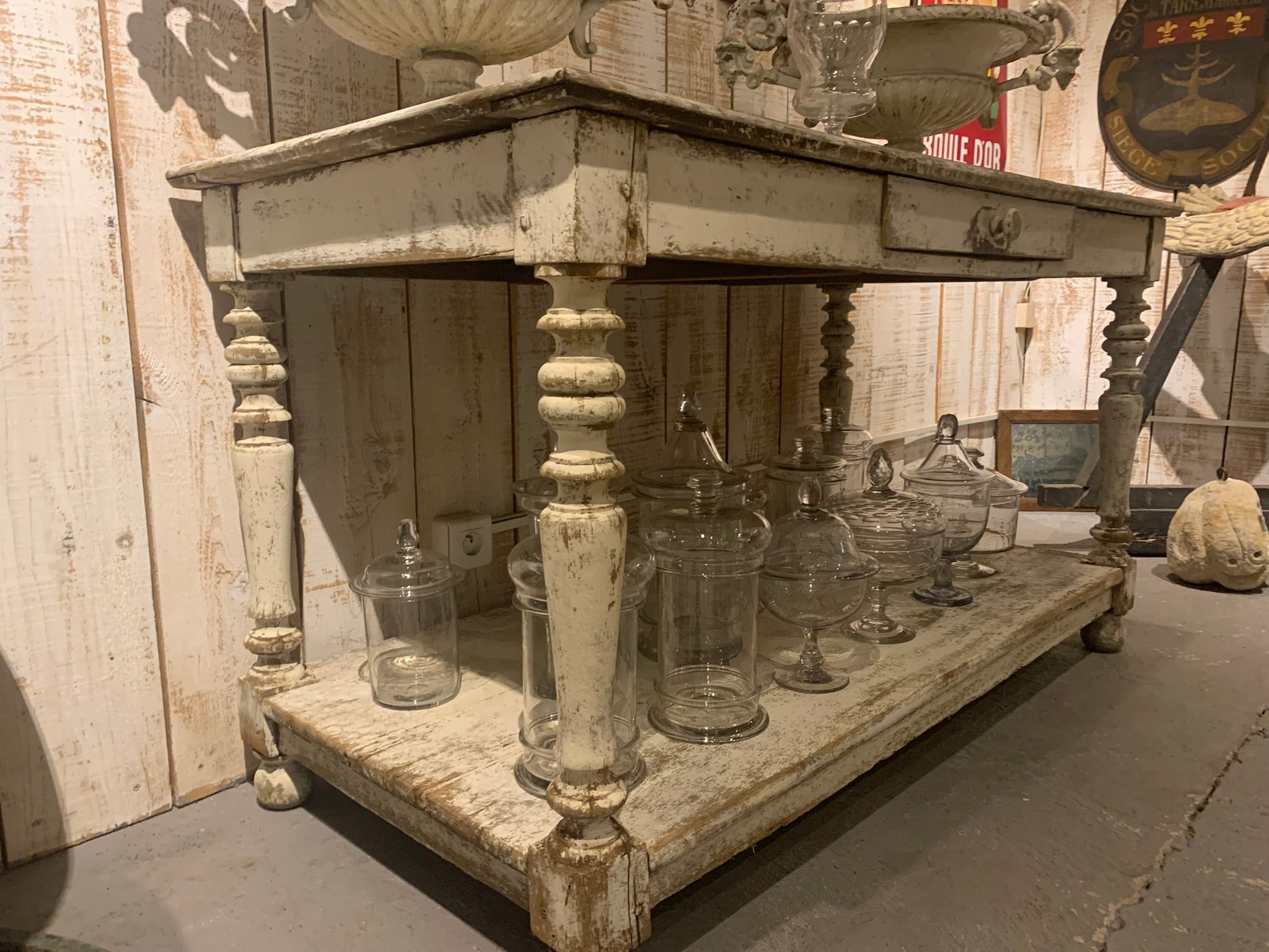 19th century draper table with distressed patina