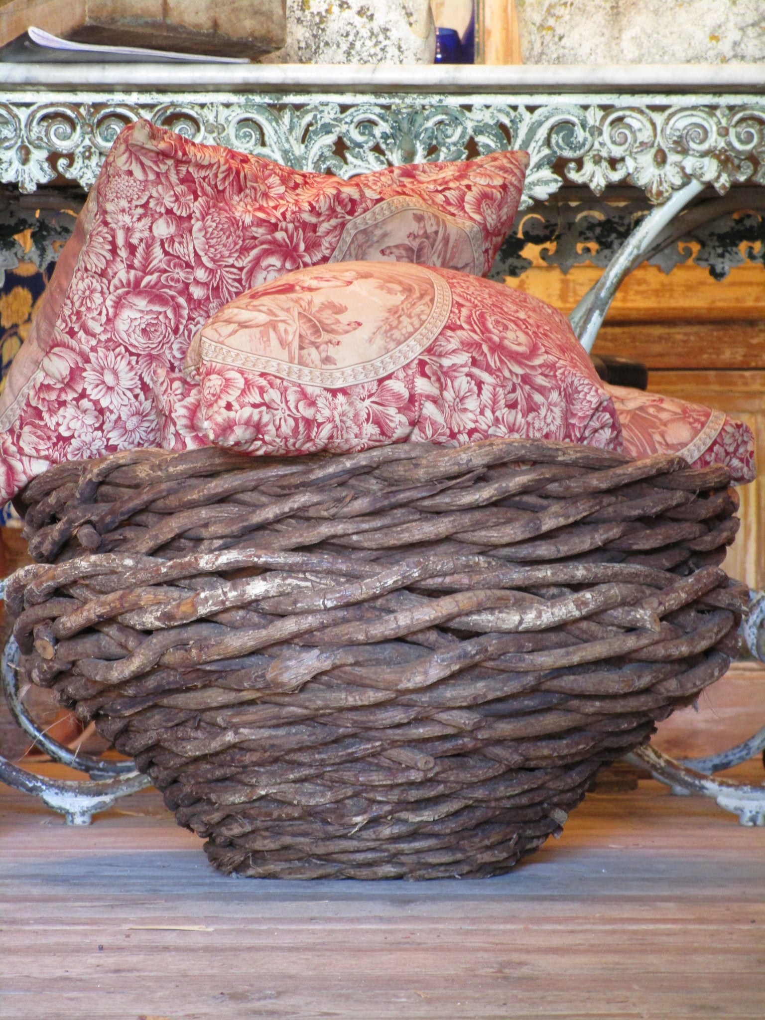 Pair of large French woven baskets – Chez Pluie