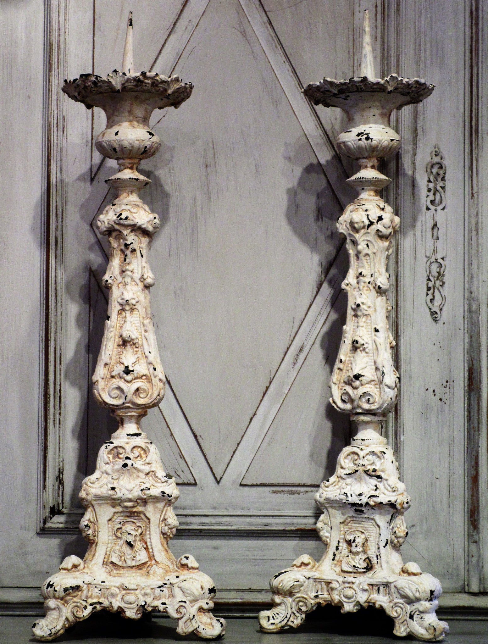 Pair of large church candlesticks - late 19th century