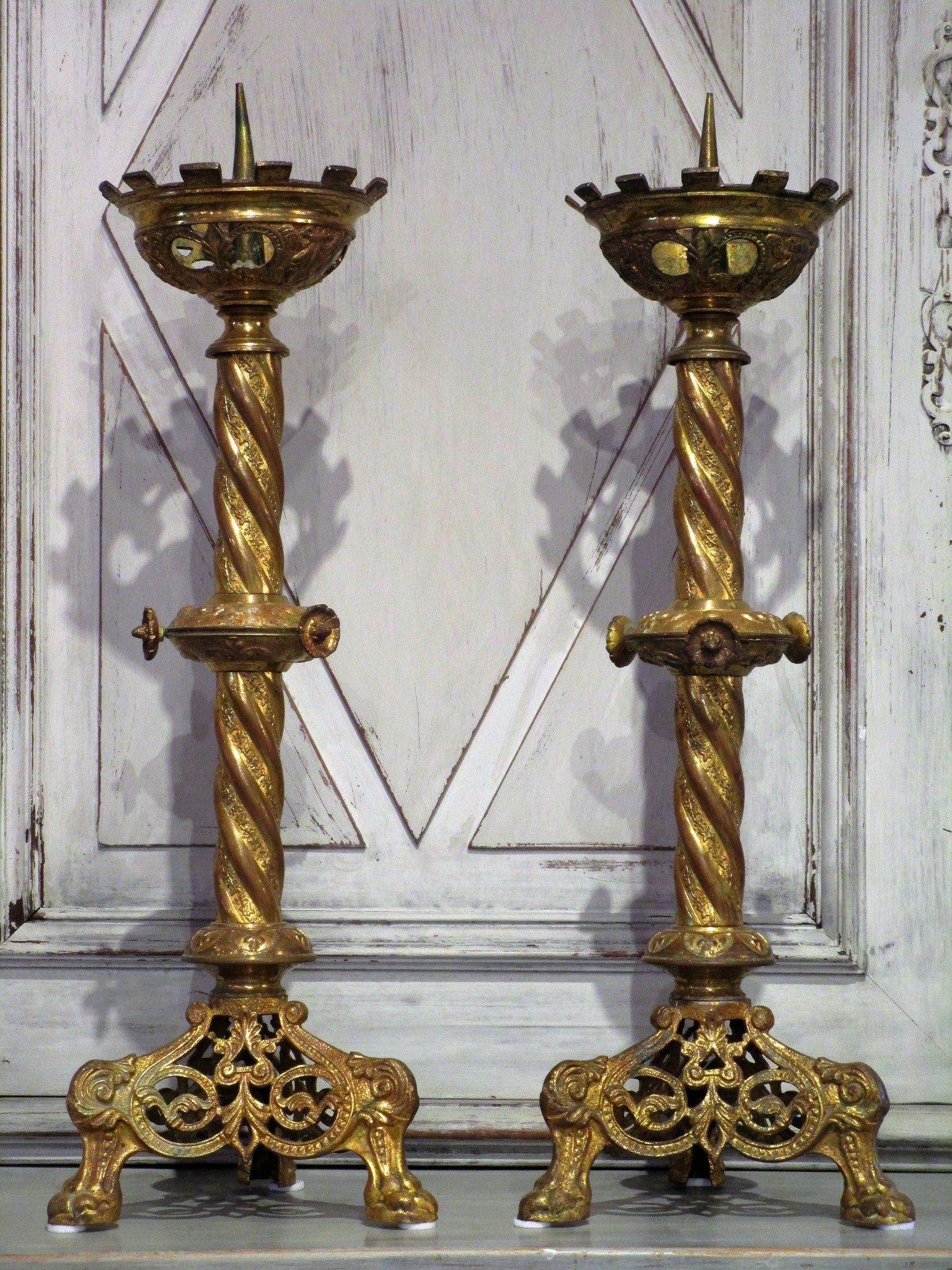 Pair of late 19th century church candlesticks