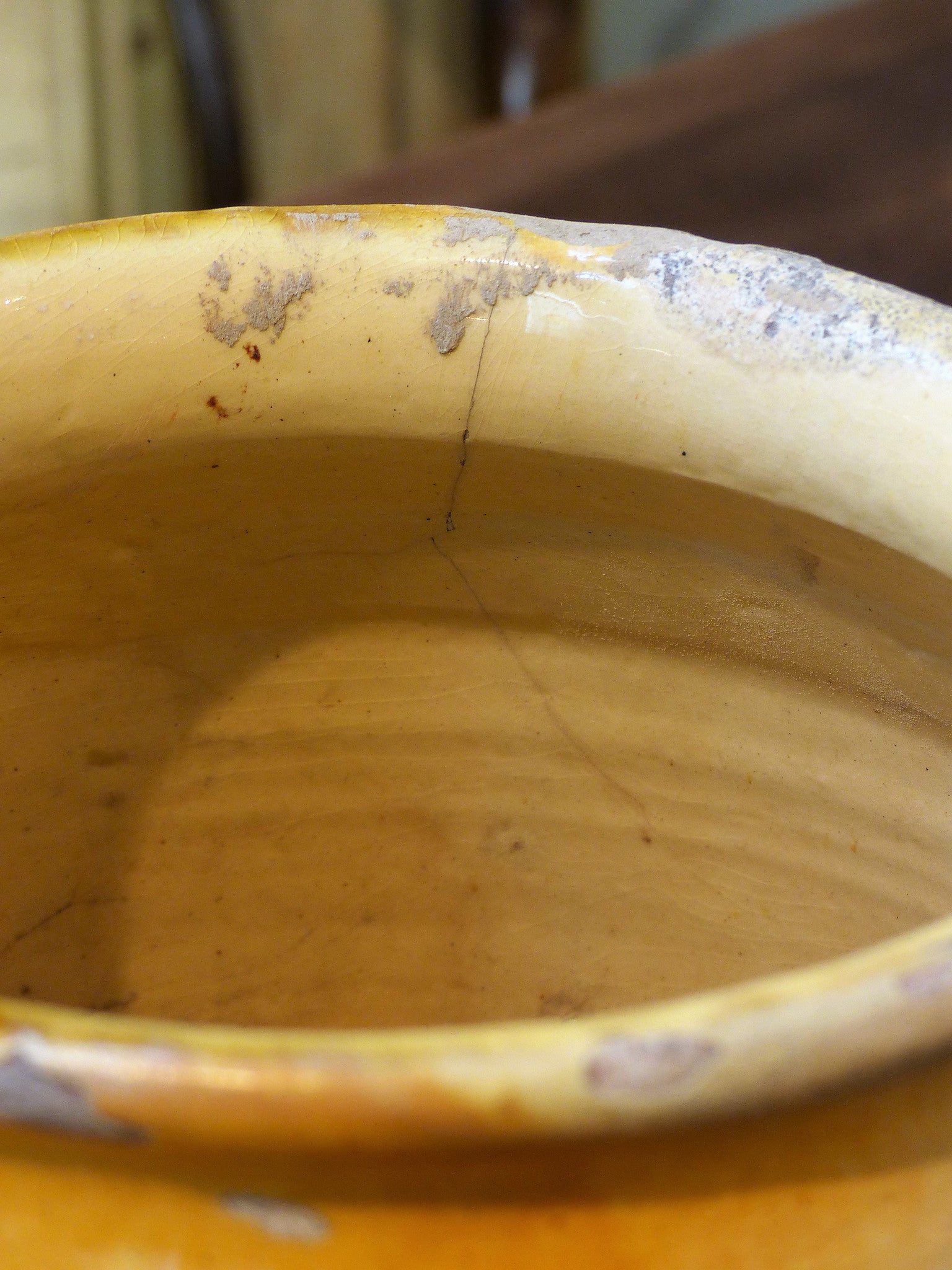 Confit pot, orange glaze 11¾", 19th-century