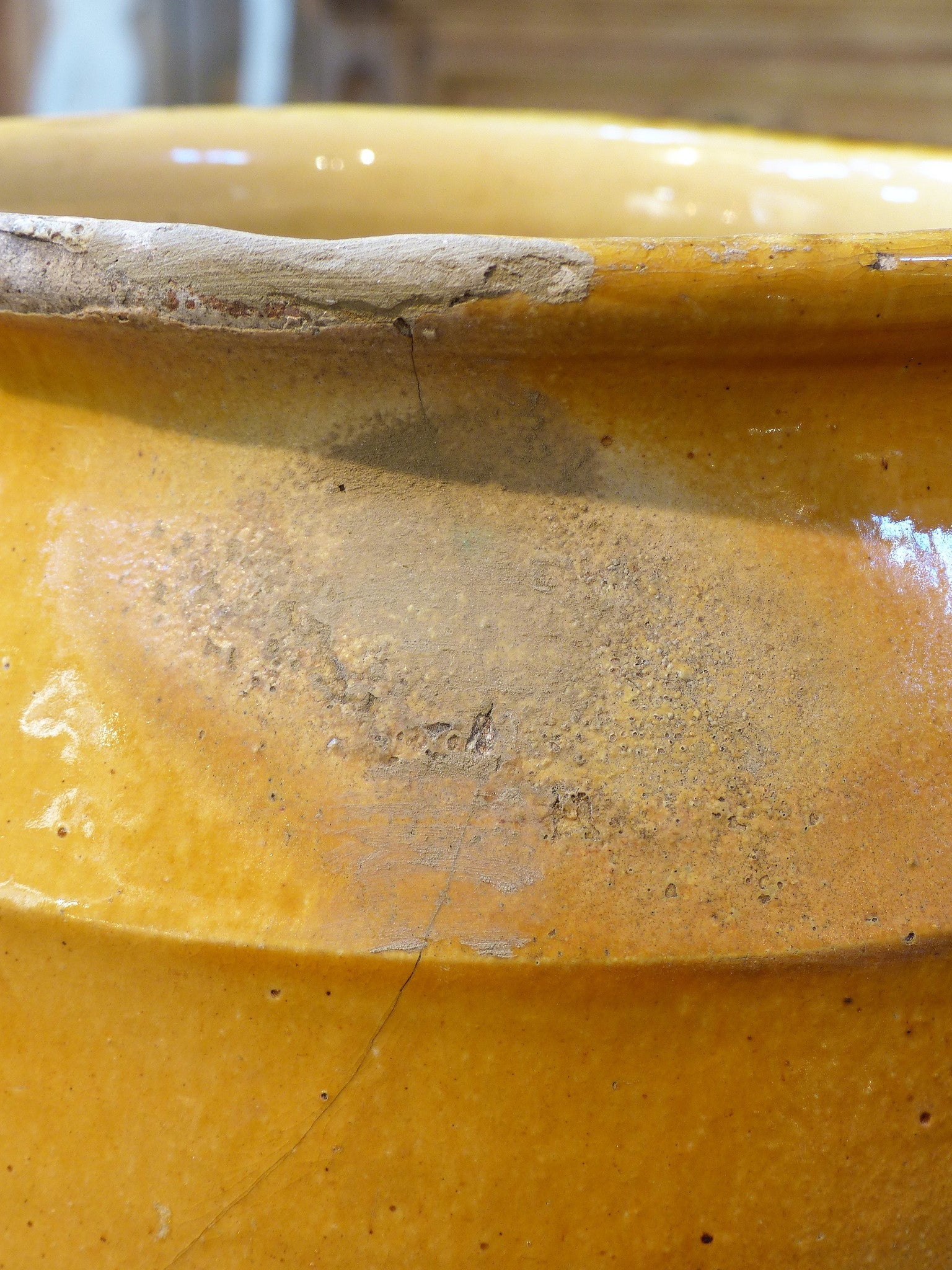Confit pot, orange glaze 11¾", 19th-century