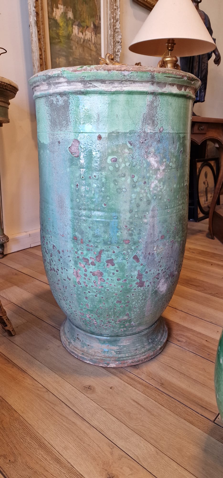 RESERVED CK Large 19th century olive jar from Tournac 30 5/16"