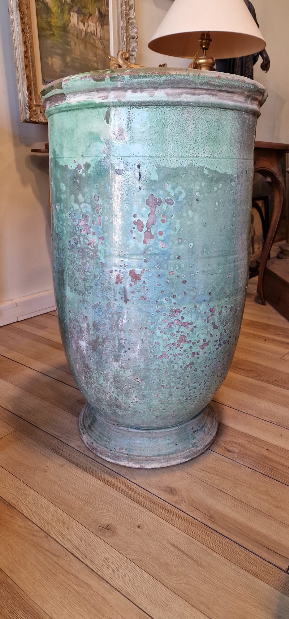 RESERVED CK Large 19th century olive jar from Tournac 30 5/16"