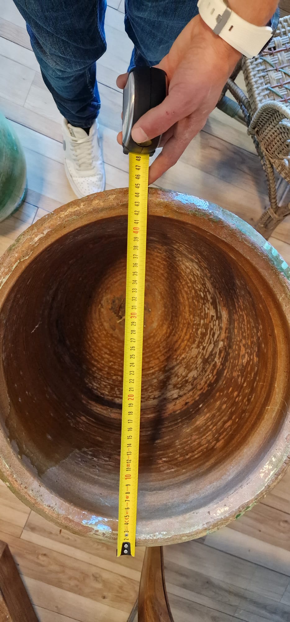 RESERVED CK Large 19th century olive jar from Tournac 30 5/16"