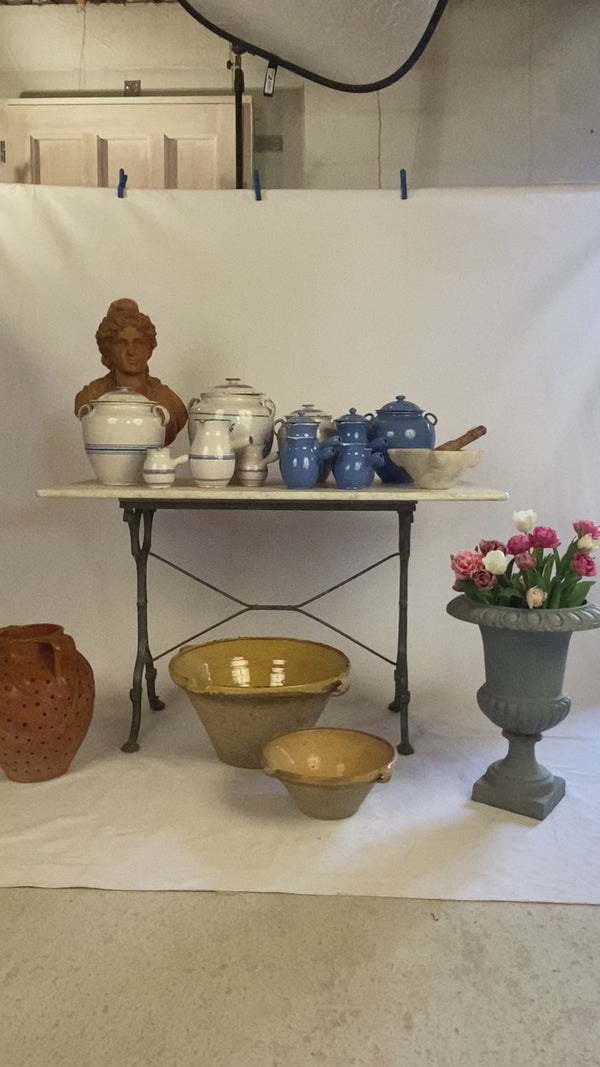5 antique blue and white striped pots & coffee pots - Martres-Tolosane