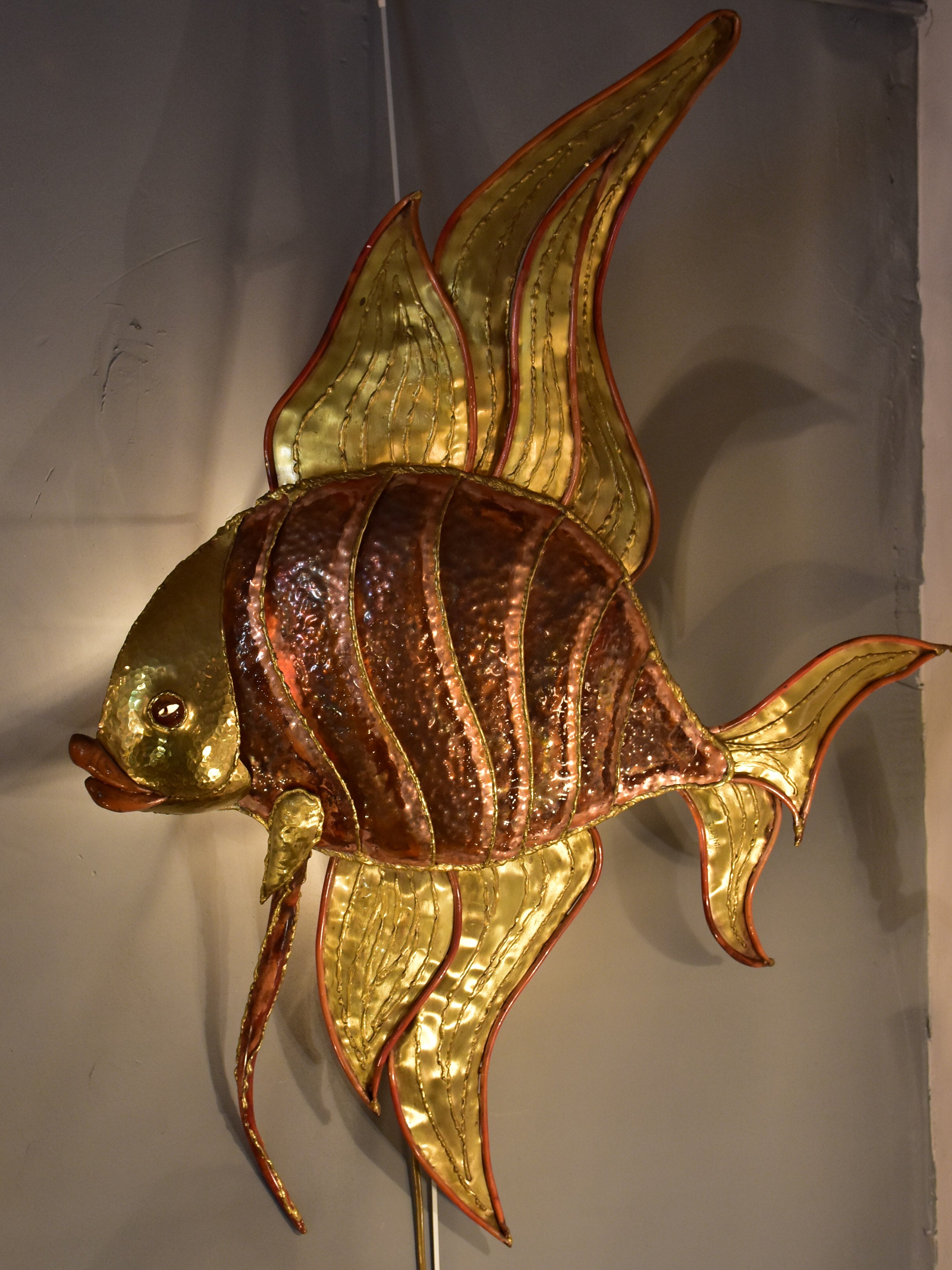Vintage French fish wall light