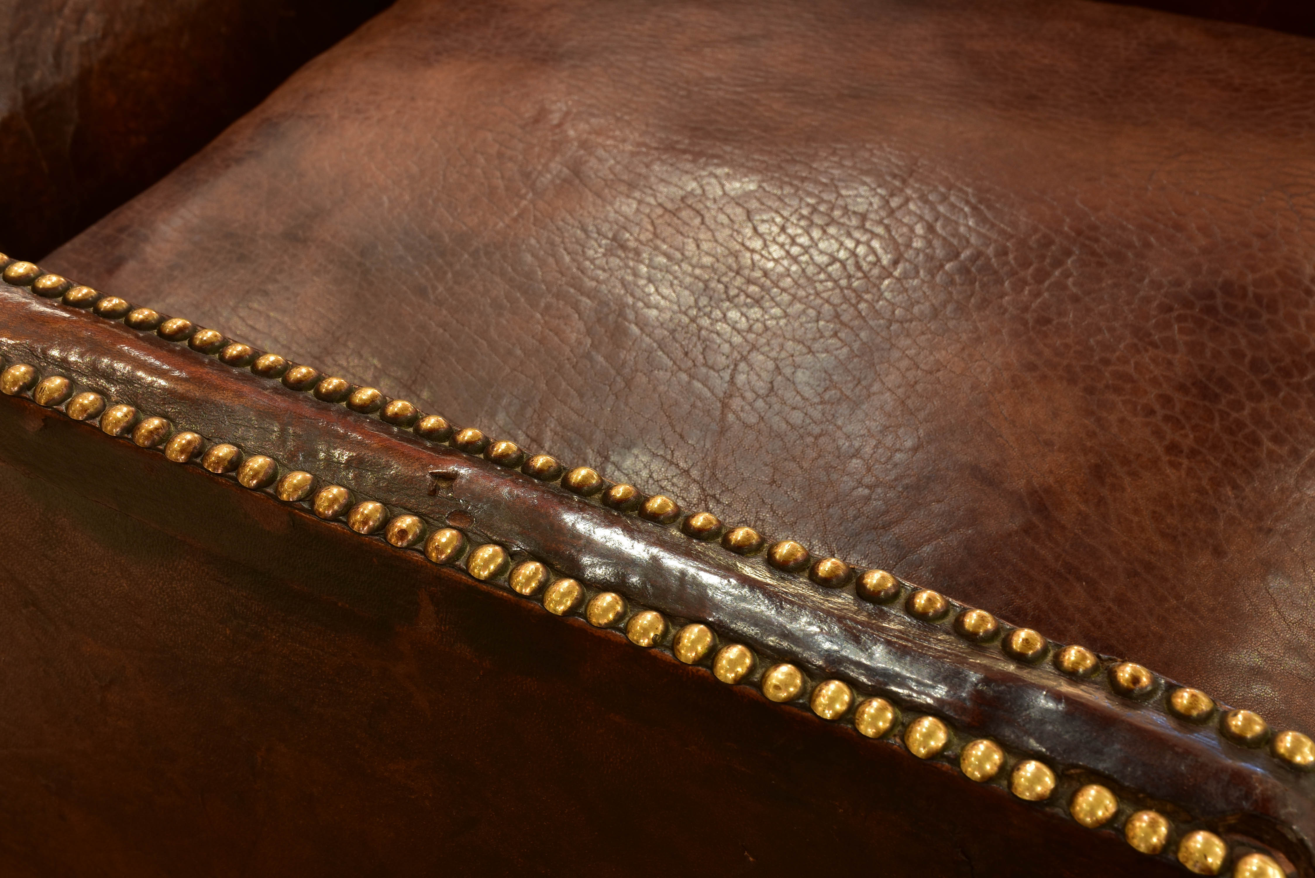 Pair of 1920’s French club chairs with dark leather