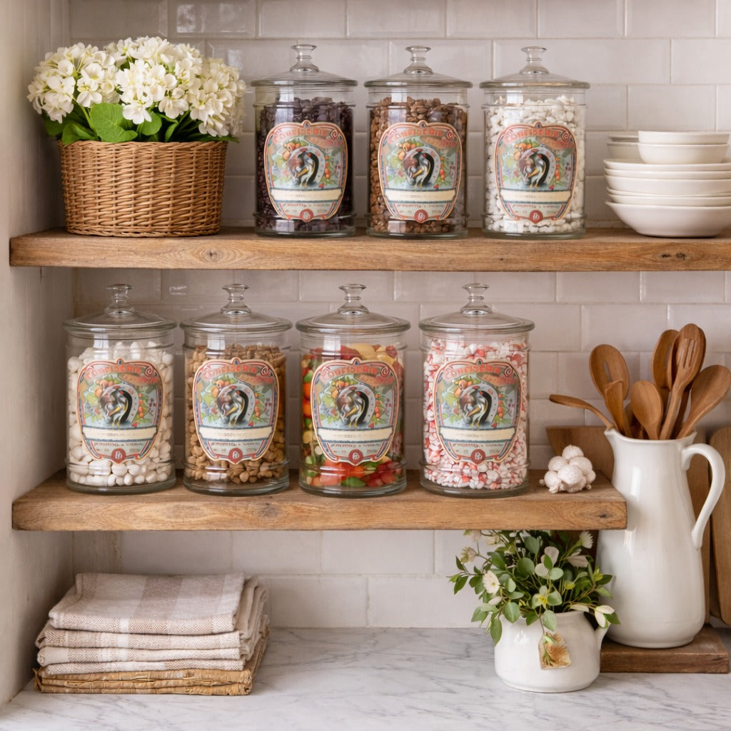 Antique French glass jars containers bottles