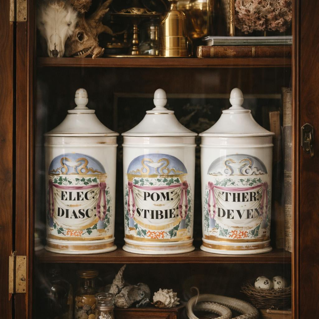 Antique French Apothecary Jars Ceramic