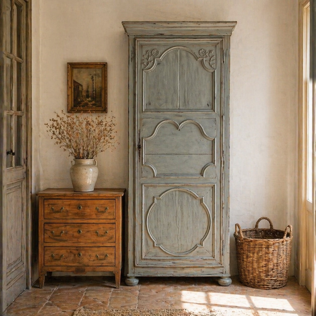 Antique French storage cabinet and commode