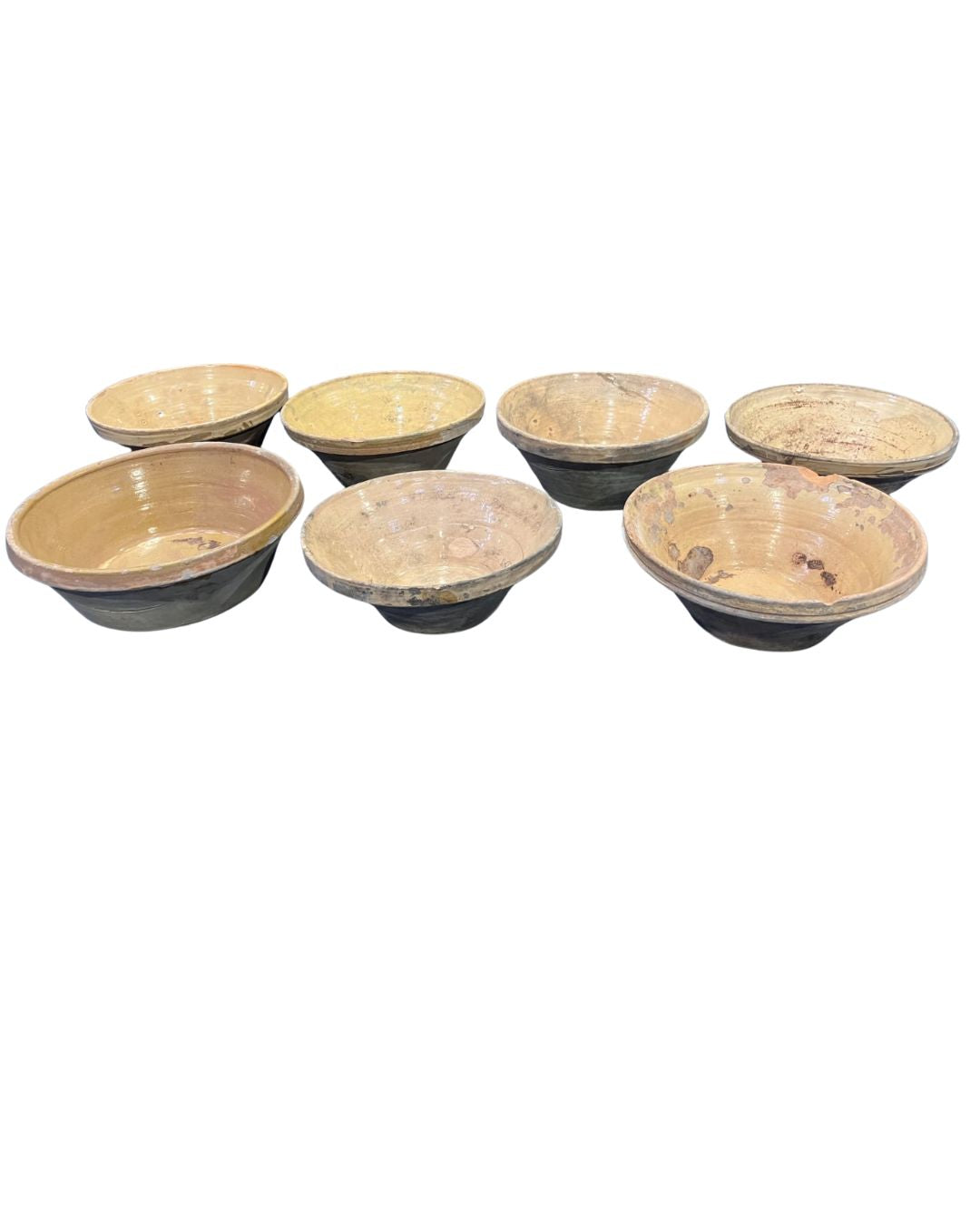 Set of 6 Early 20th-Century Provence Tian Yellow Glazed Bowls