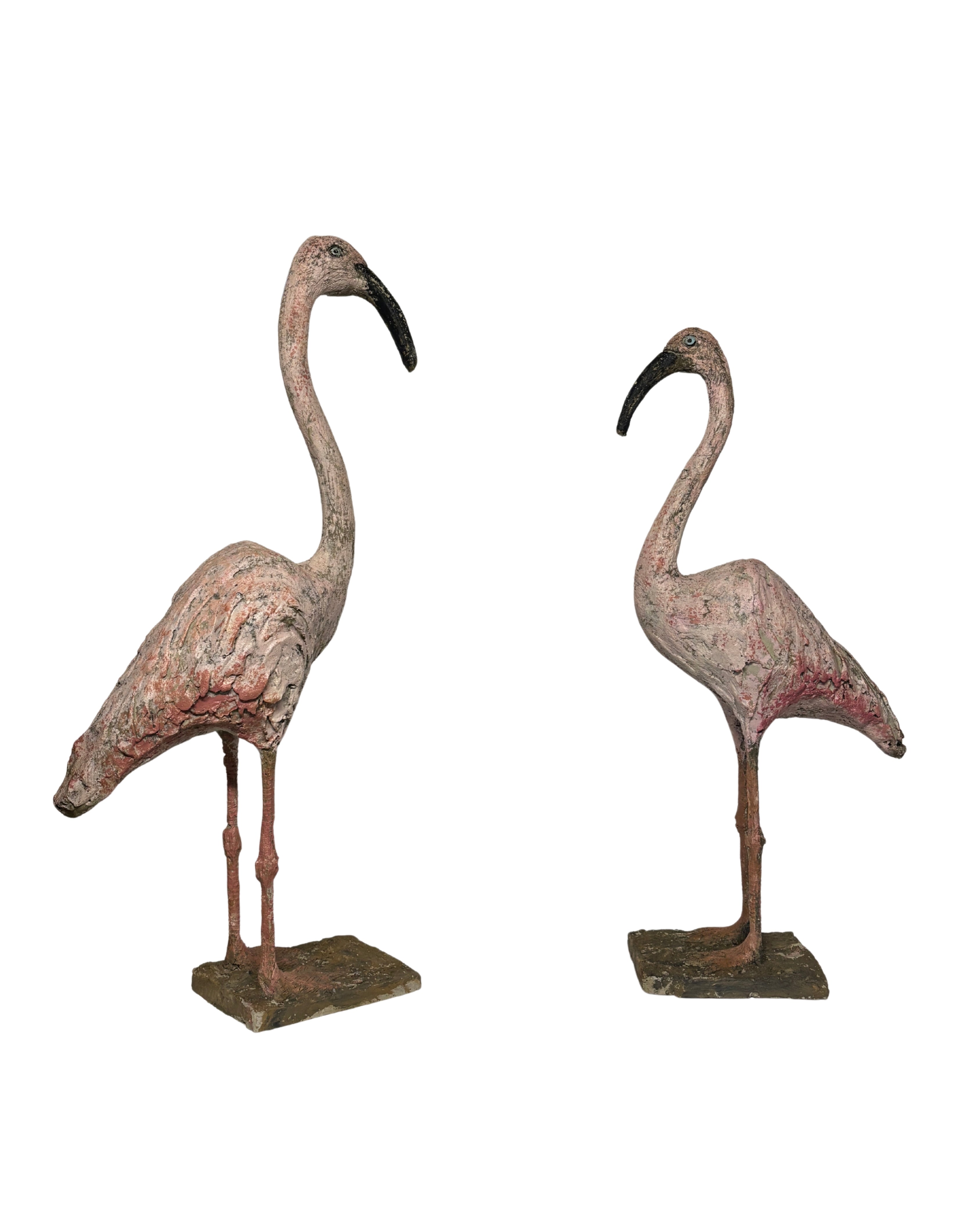 Mid-century French concrete flamingo sculptures  