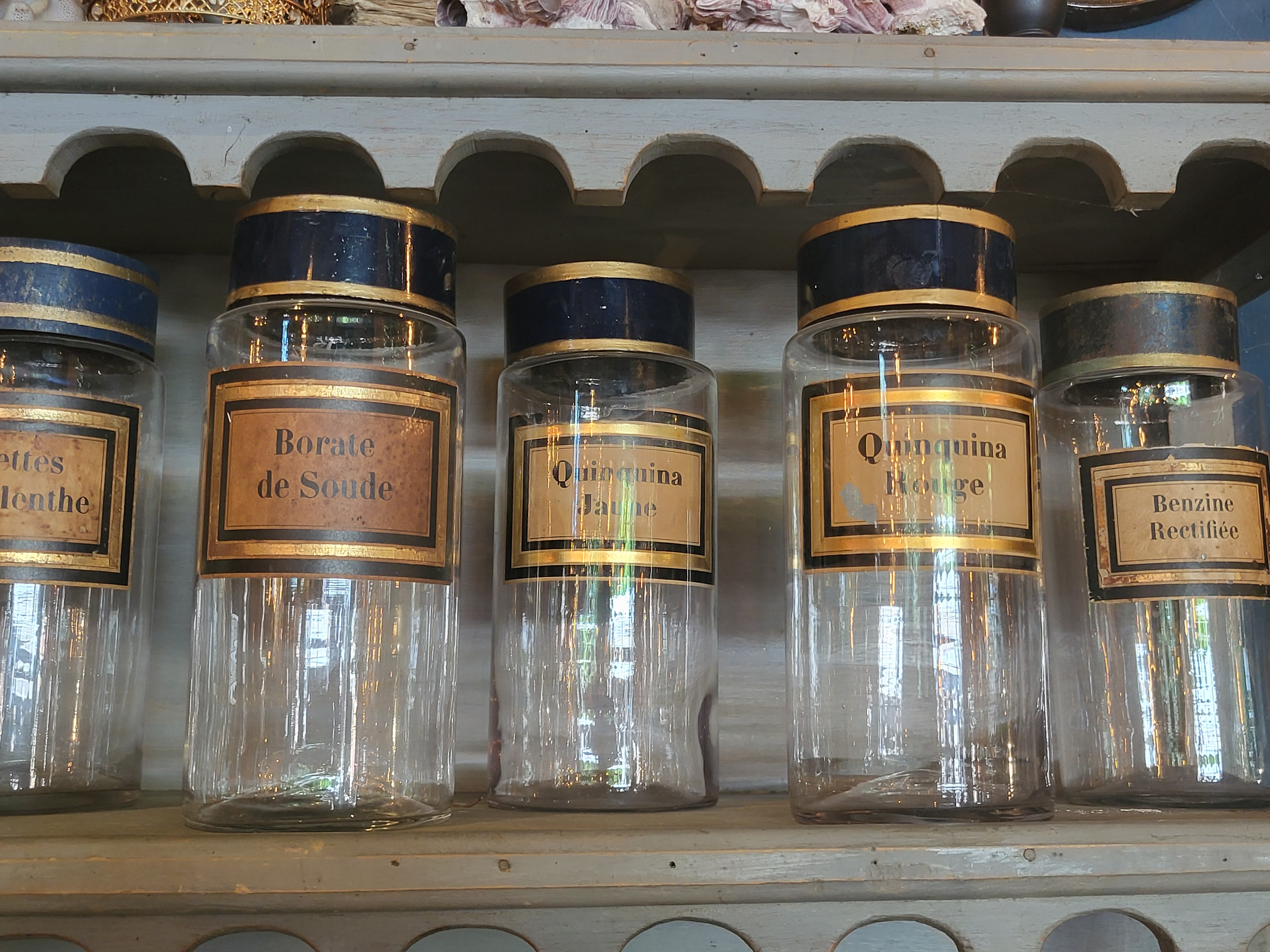 Antique French Apothecary Jar w/ Original Pharmaceutical Label - 9"