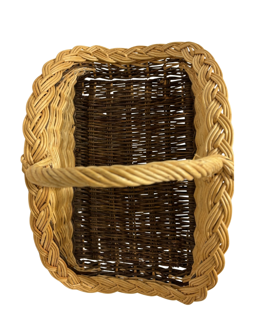 Two-Tone French Wicker Log Basket with Plated Edge - 24½" x 15"