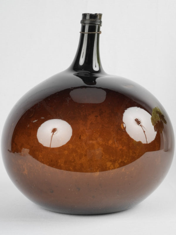 Antique handblown amber Demijohn vase