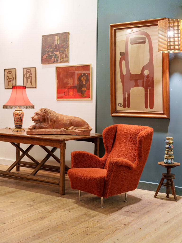 Framed Totemic Chair Composition in Terracotta by Caroline Beauzon - 49½" x 34¼"