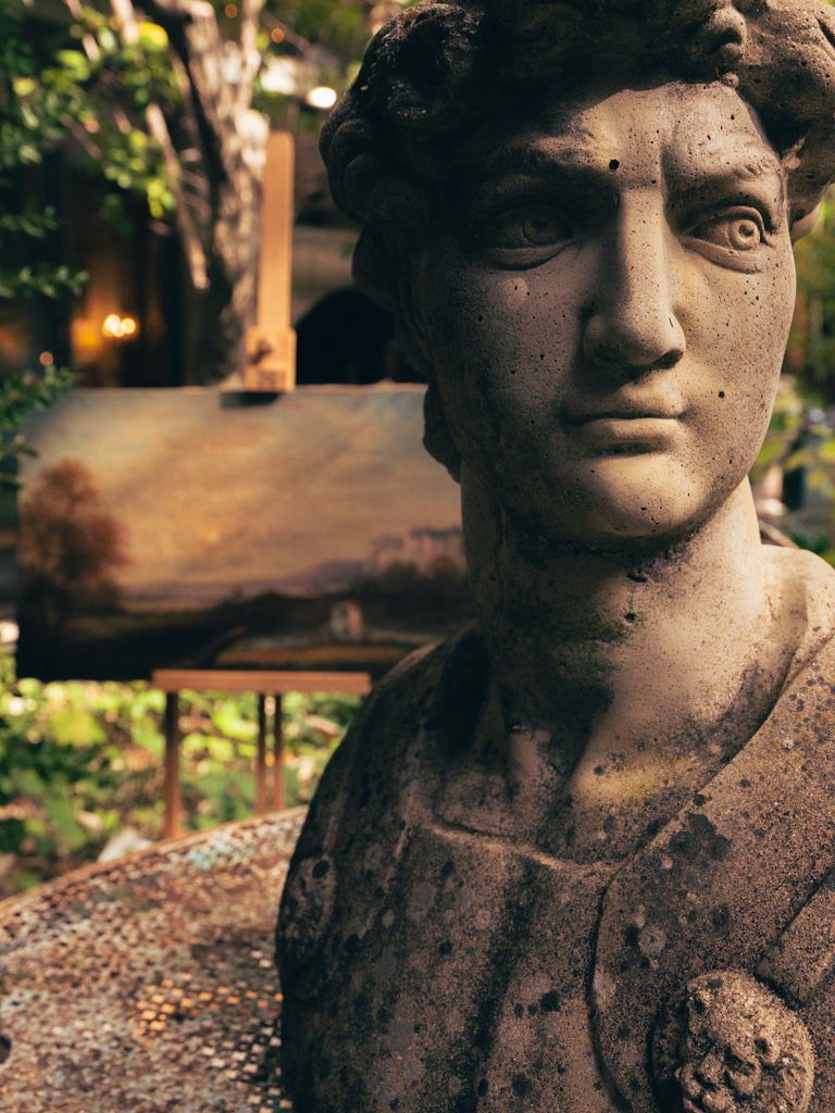 Fierce Roman cuirassed portrait statue  