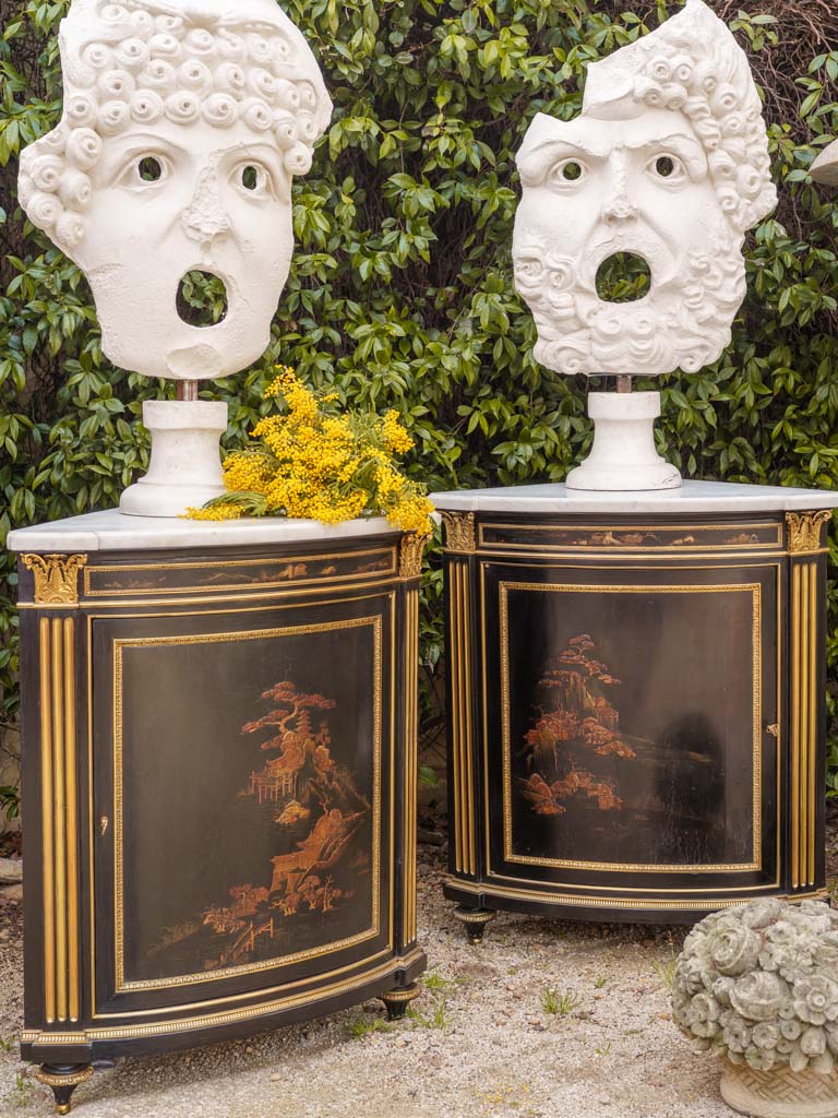 Pair of Oversized 1960s Italian Plaster Mask Sculptures - 42½