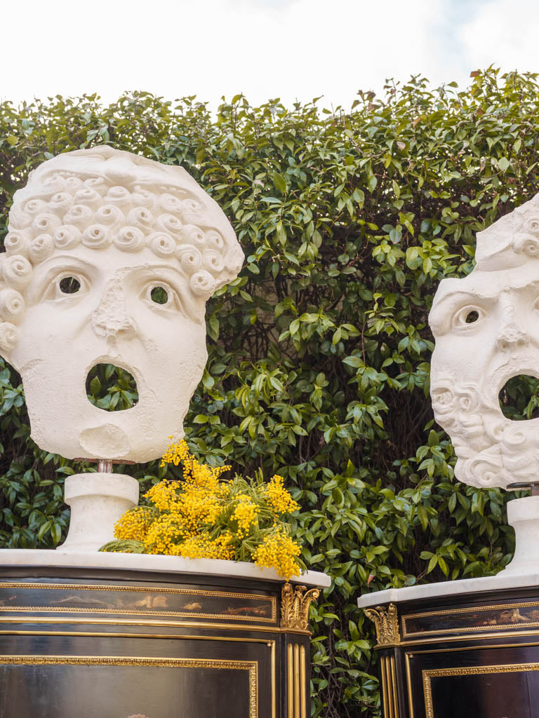 Evocative vintage theatrical mask set