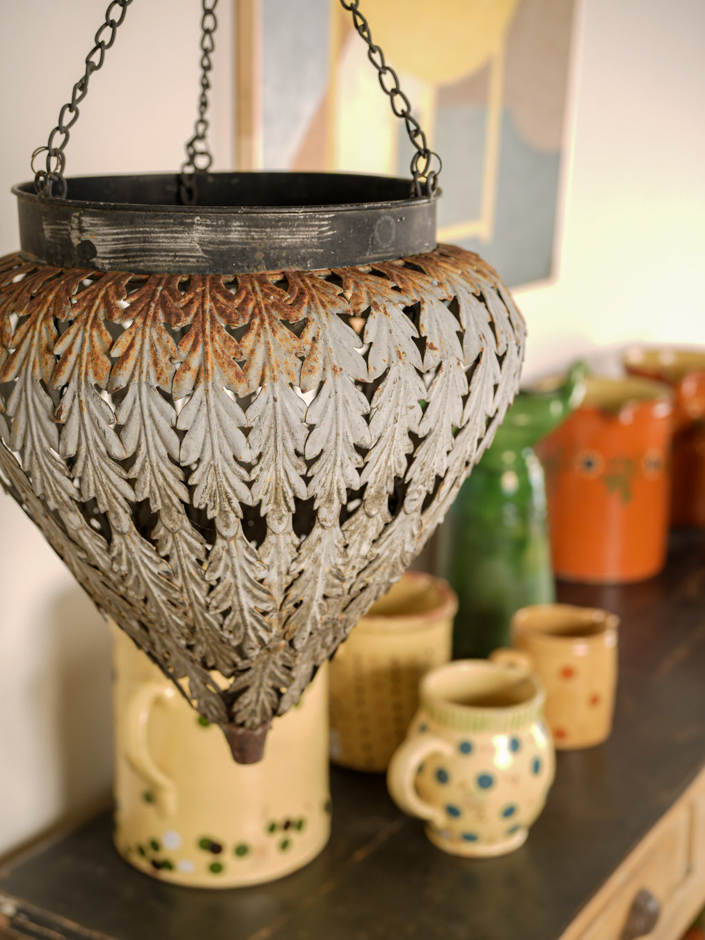 Elegant tin light fixture display  