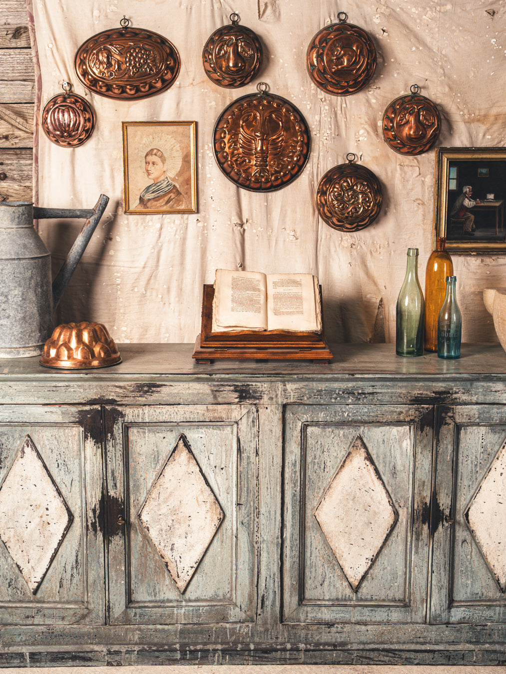 Aged French copper kitchen mold