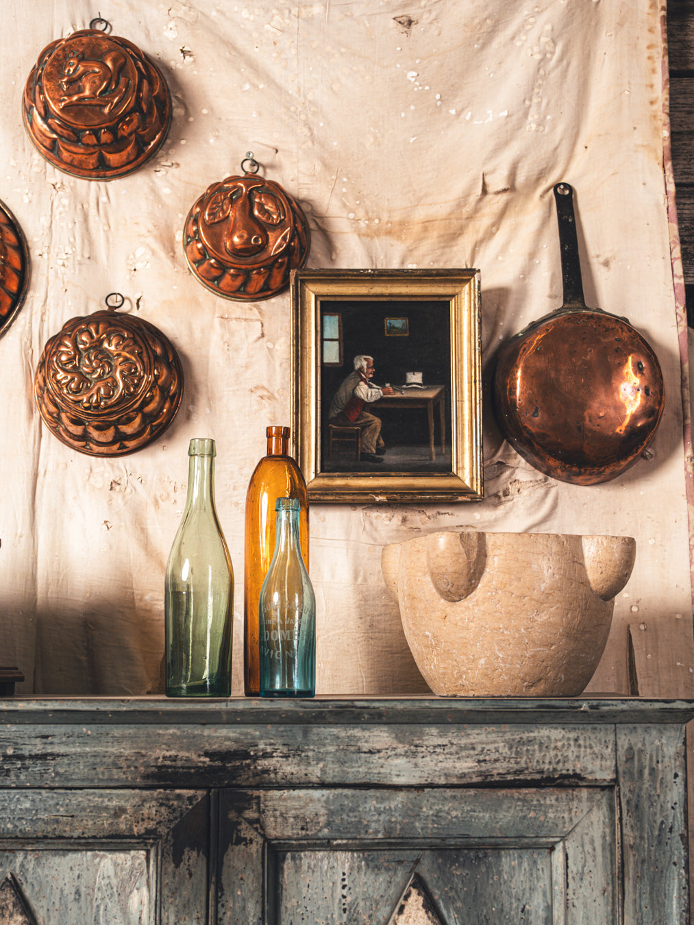Antique copper kitchenware 