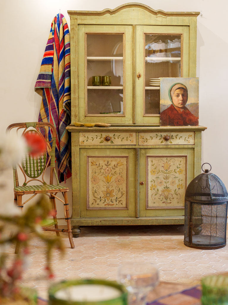 Distressed sage green dresser