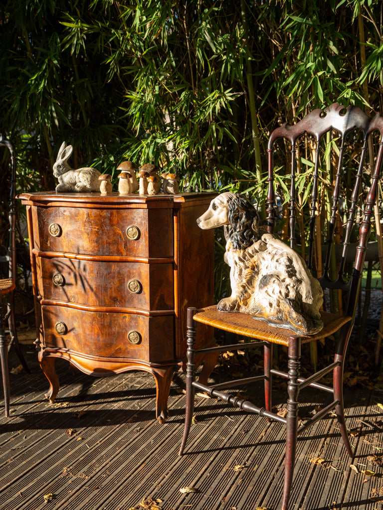 Featherlight Italian fruitwood side chairs  