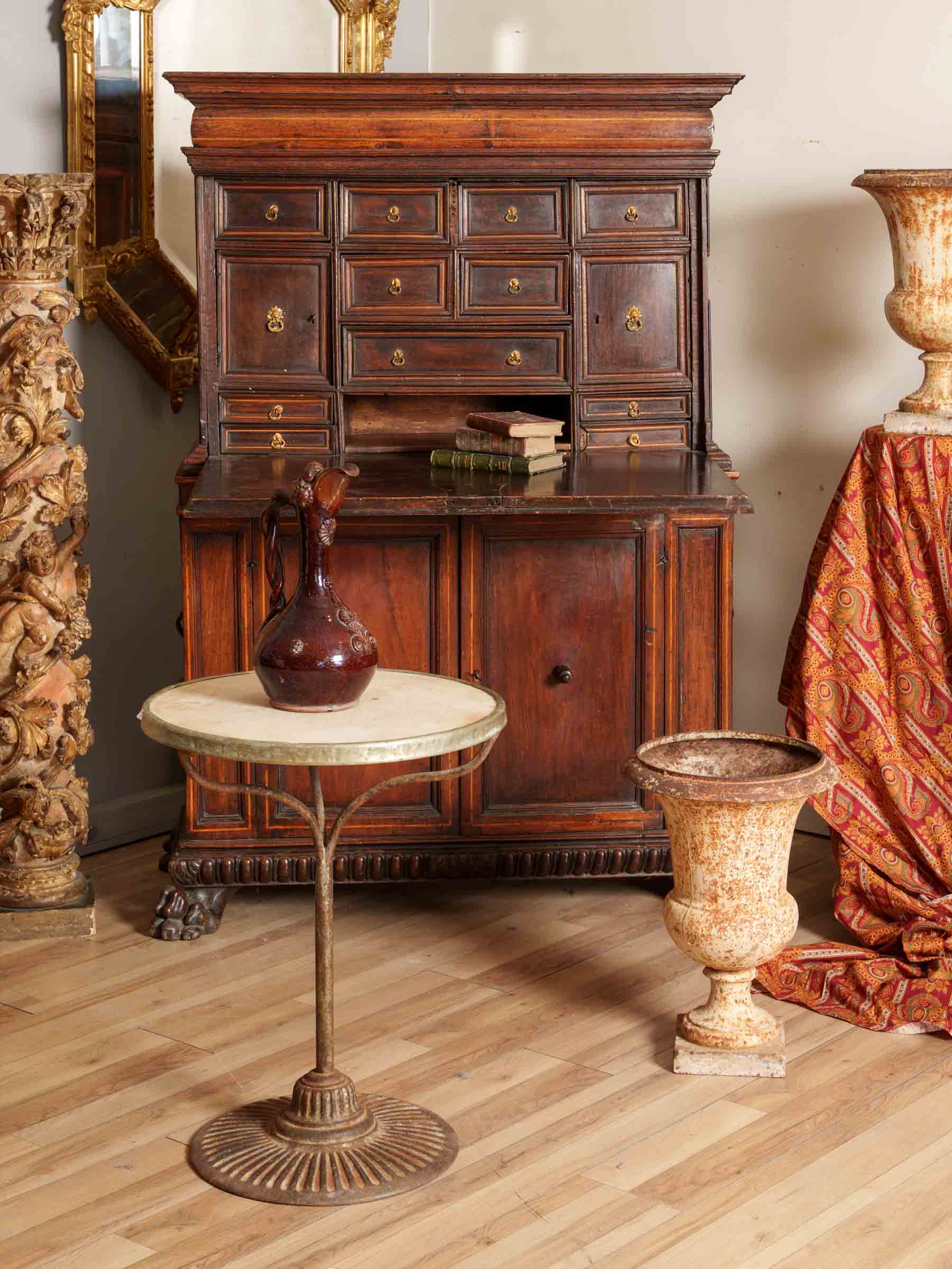 Superb 17th-Century Italian Walnut Traveling Secretary Cabinet - 66½" x 44"