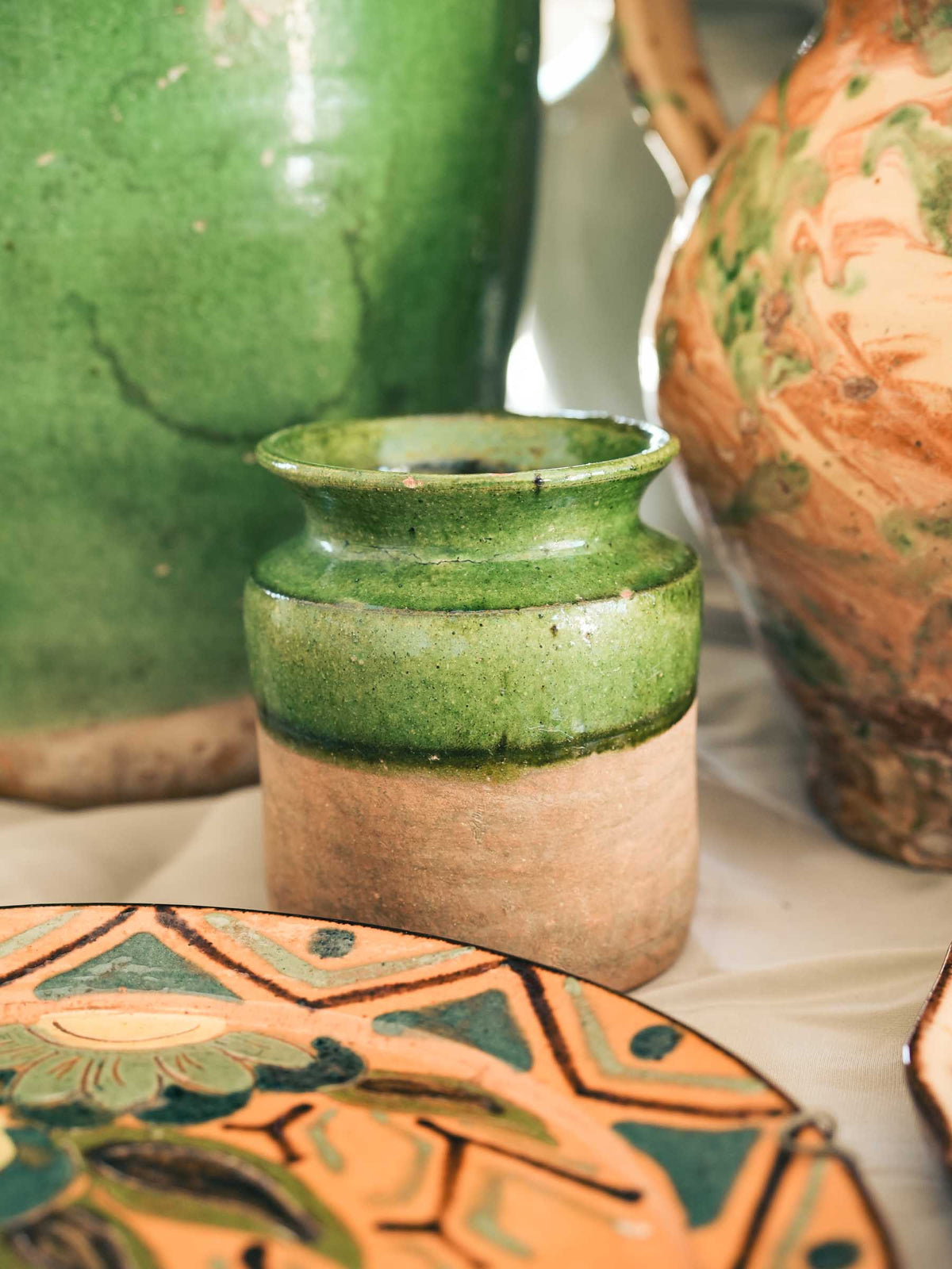 Antique matte-finish storage vessel  