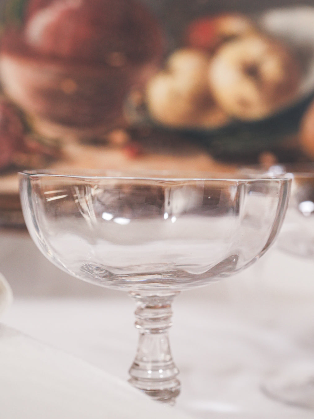 Set of 10 antique crystal champagne coupes