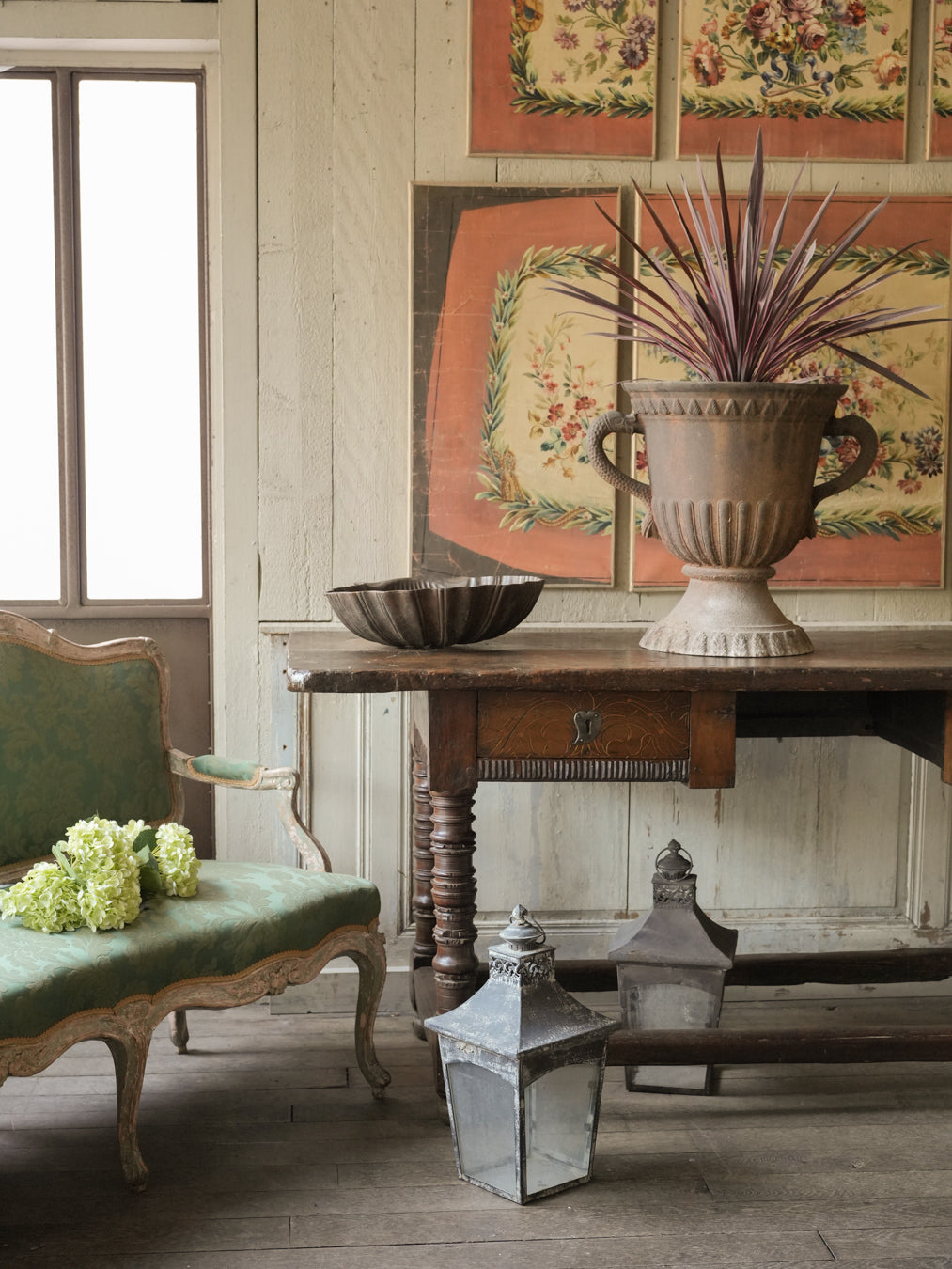 Historical chateau garden urn