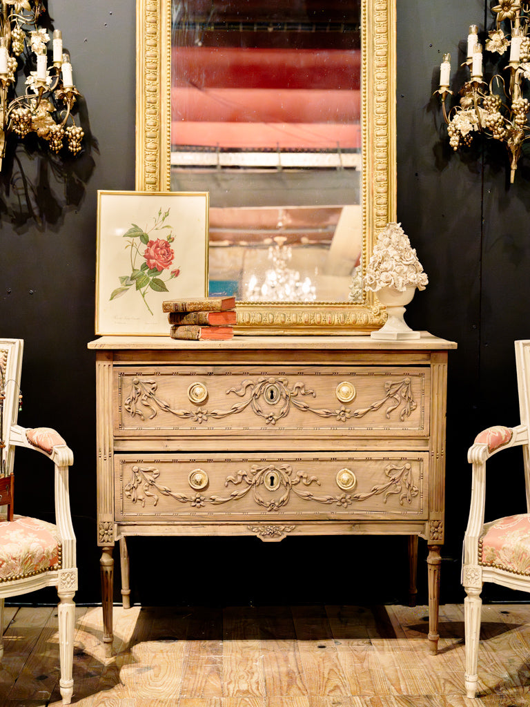 Stripped walnut vintage dresser