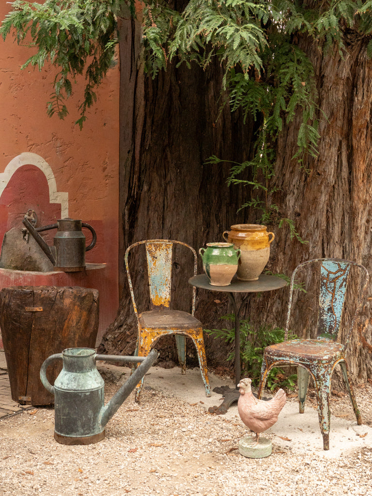 Set of Three Tolix Stacking Chairs w/ Pictorial Patina c. 1940 - 33½"
