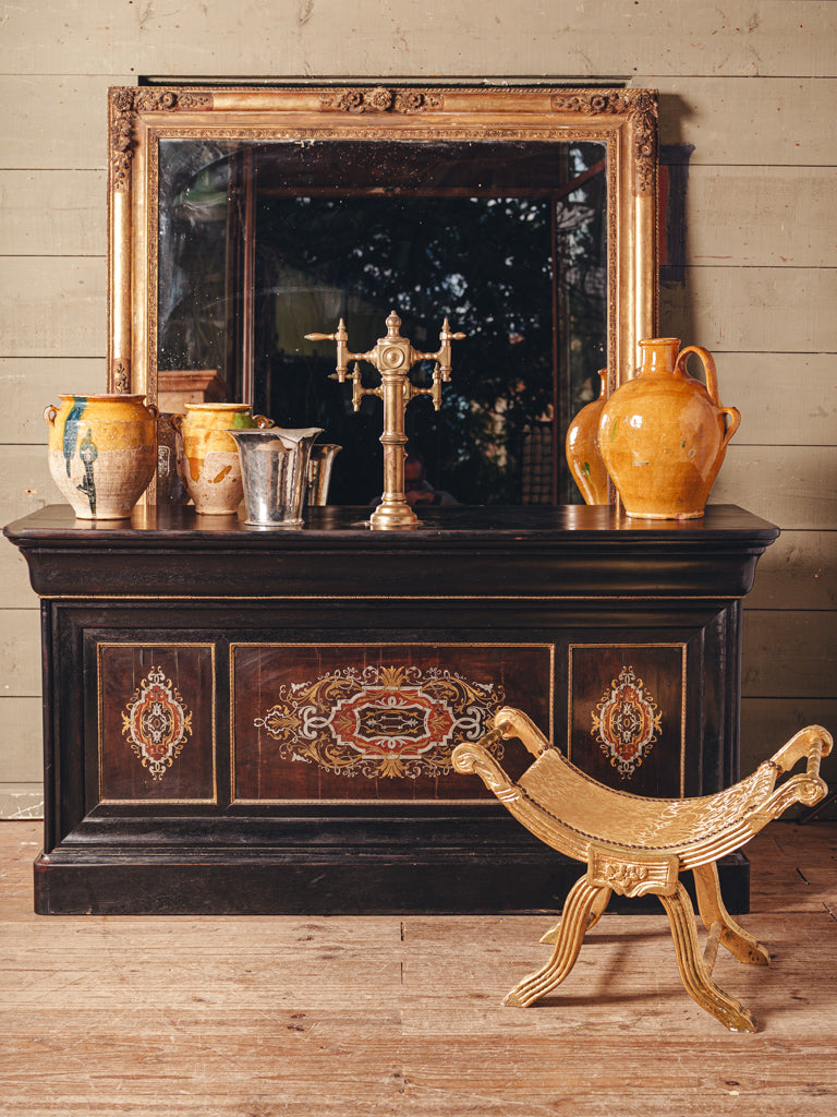 Ornate vintage wooden accent stool  