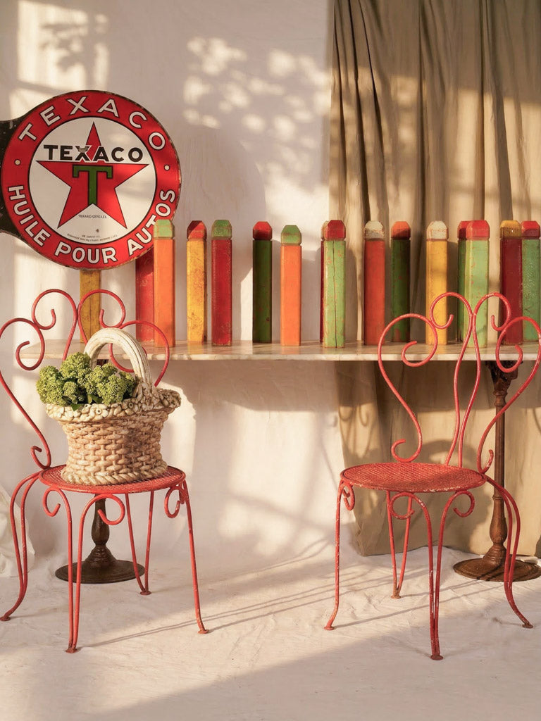 1950s Texaco Enamel Gas Station Sign in French - 22¾"