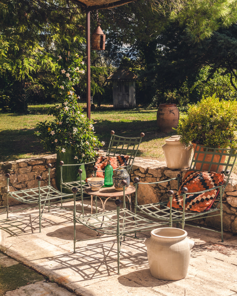Sculptural Pair of 1950s Iron Reclining Loungers w/ Ottomans by Papperzini for Salterini