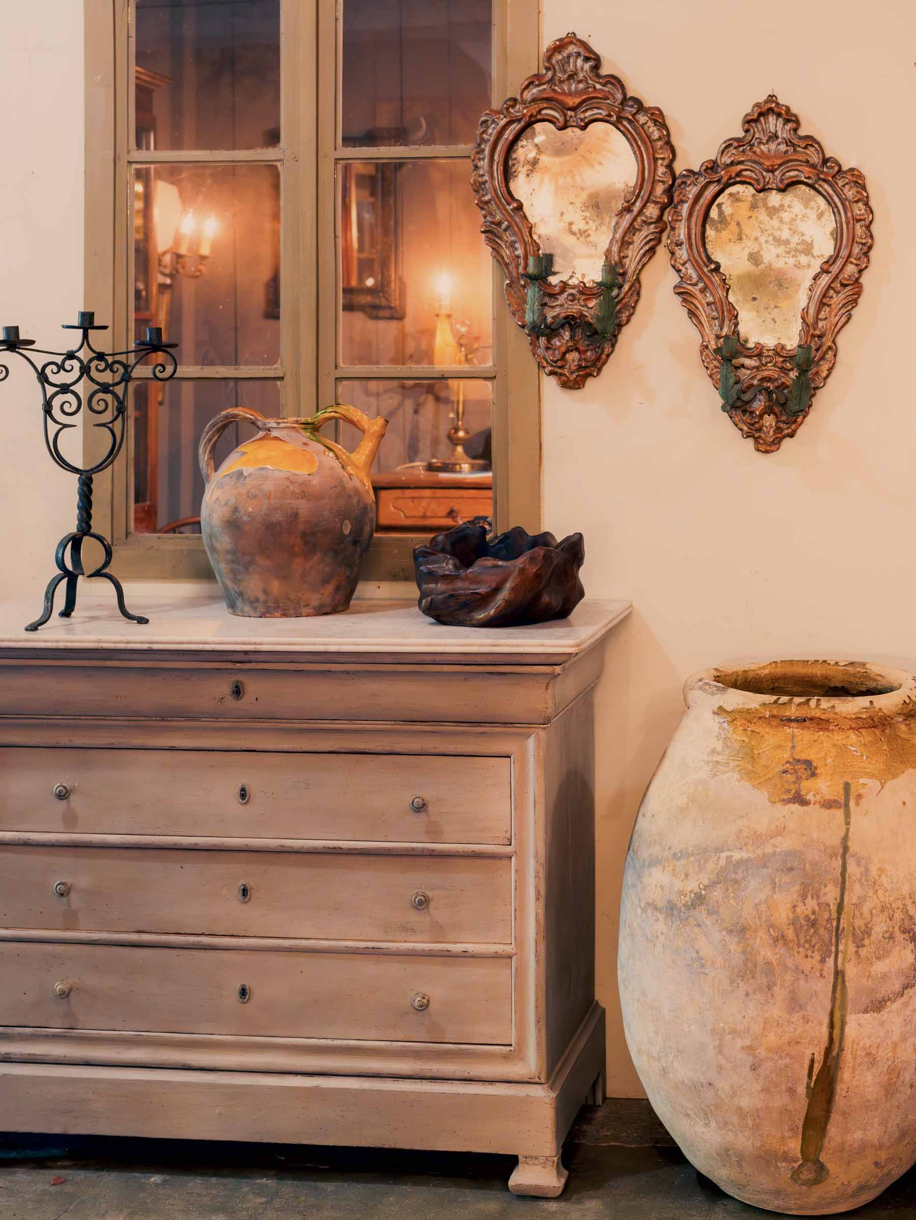 Louis Philippe White-Painted Walnut Commode w/ Marble Top, Mid-19th Century - 37½" x 48½"