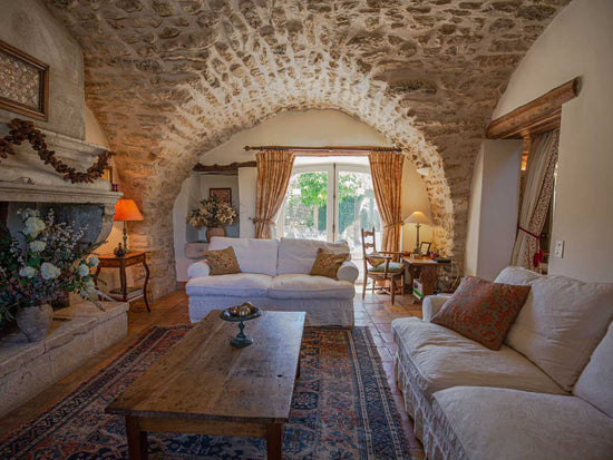Take a quiet moment for yourself under a vaulted stone ceiling
