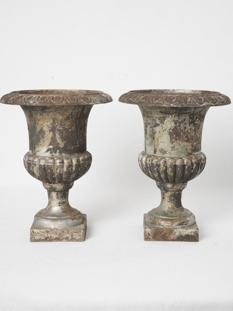 Vintage patina cast iron vases  