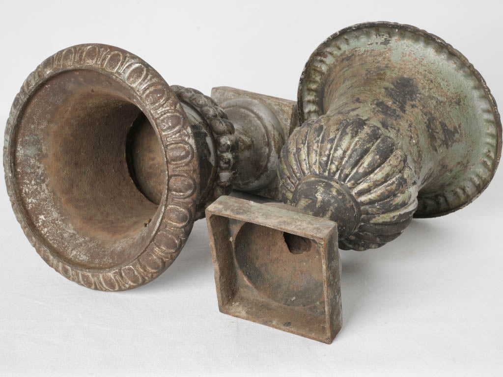 Graceful French cast iron vases  