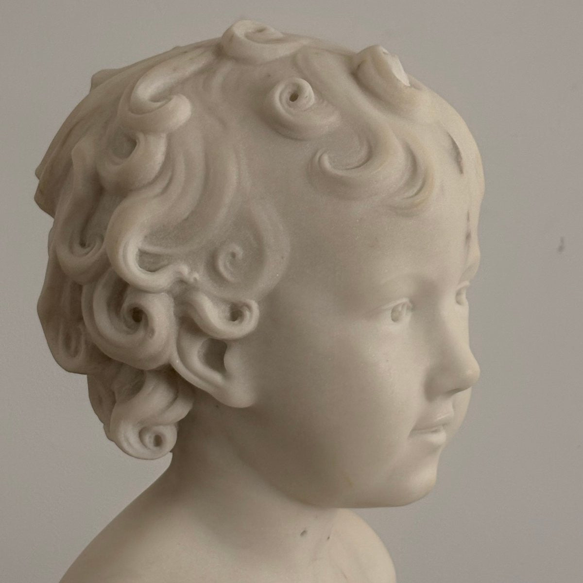19th-Century Carrara Marble Bust of a Child - 14½"
