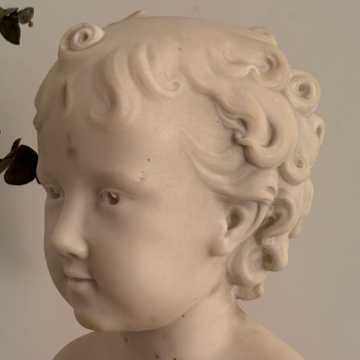 19th-Century Carrara Marble Bust of a Child - 14½"