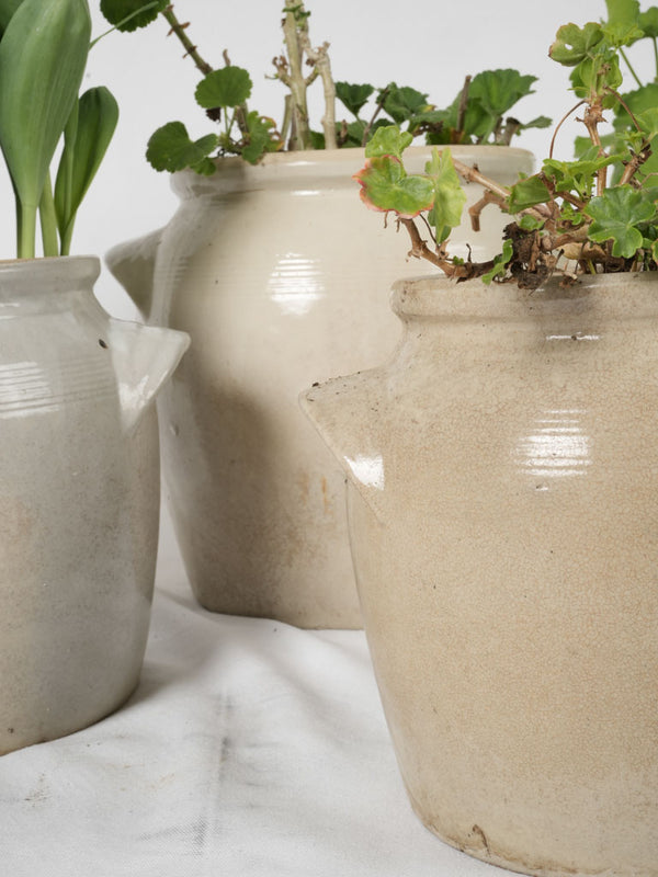 Aged French ironstone planter collection